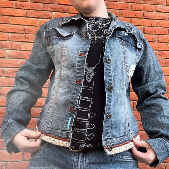 Y2K denim floral trim jacket - Picture 7 of 12